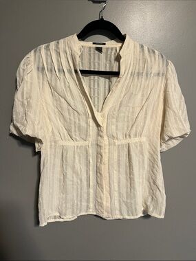 Kenneth Cole Reaction Cream Textured Button-Front Blouse